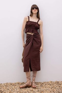 DEFACTO Regular Waist Modal Midi Skirt