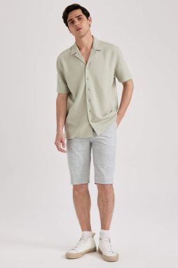 DEFACTO Regular Fit Lace-Up Linen Bermuda Shorts