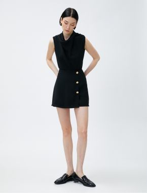 Koton Overalls with Shorts Button Detailed Plunged Collar