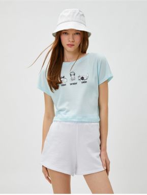 Koton Crop T-Shirt Printed Crew Neck Short Sleeve