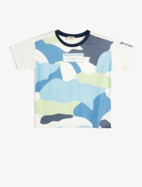 Koton T-Shirt Camouflage Printed Short Sleeve Crew Neck