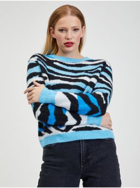 Orsay Black and Blue Ladies Patterned Sweater - Women