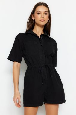 Trendyol Black Belt Denim Jumpsuit