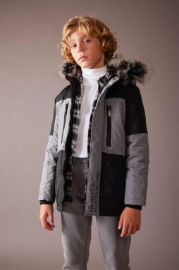 DEFACTO Boy Hooded Fleece Lined Coat