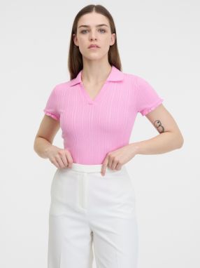 Orsay Pink Womens Ribbed Polo T-Shirt - Women