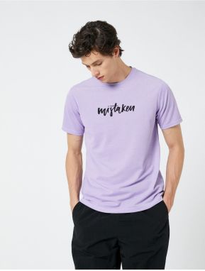 Koton Slogan Printed T-shirt with a Crew Neck, Short Sleeves, Slim Fit.