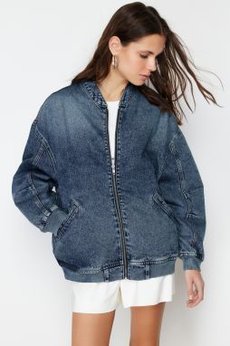 Trendyol Dark Blue Bomber Denim Jacket