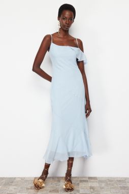 Trendyol Light Blue Flounced Chiffon Stylish Evening Dress