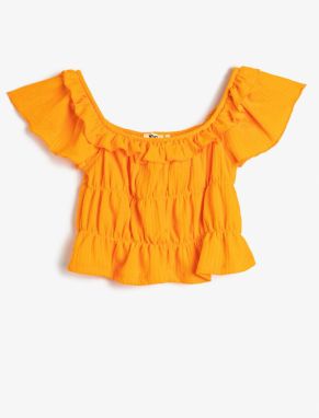 Koton Short Blouse Ballerina Collar Frilly Short Sleeve