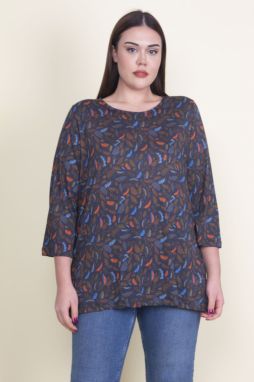 Şans Women's Plus Size Navy Blue Viscose Floral Blouse