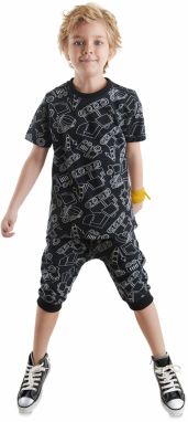 Denokids Car Boy Black T-Shirt Capri Shorts Set