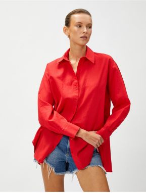 Koton Oversized Linen Shirt With Long Sleeves