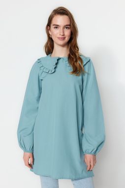 Trendyol Mint Bebe Tunic with a Woven Collar