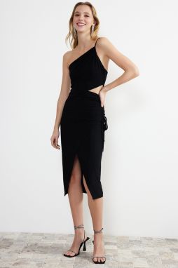 Trendyol Black Wrap Knitted Window/Cut Out Detail Dress