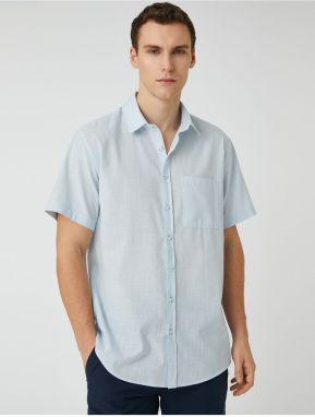 Koton Summer Shirt Short Sleeve Pocket Detailed Classic Collar