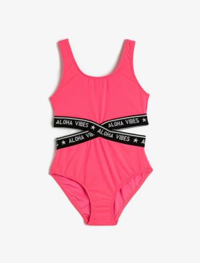 Koton Swimsuit Window Detailed Straps Ruffled Round Neck