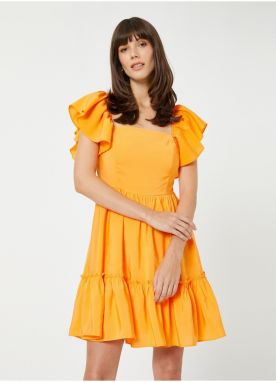 Koton Crew Neck Orange Above Knee Dress For Women 3sak80003ew