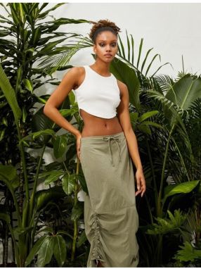 Koton Crop Undershirt Crew Neck Ribbed Asymmetric Cut