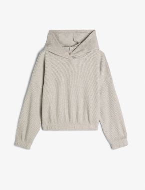 Koton Hooded Basic Sweatshirt Textured Elastic Cuffs