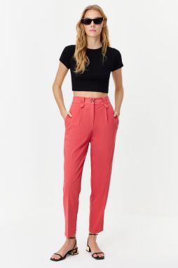 Trendyol Fuchsia Carrot High Waist Polyviscon Woven Trousers