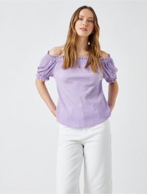 Koton Off-the-Shoulder Blouse with Short Balloon Sleeves