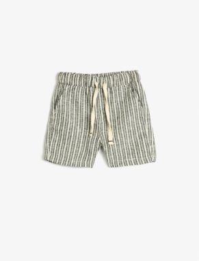 Koton Linen Shorts Pocket Elastic Waist Tied Cotton