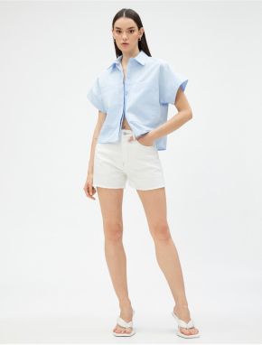 Koton Crop Poplin Shirt Short Sleeve Cotton