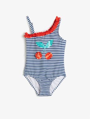 Koton Ruffle Detailed One-Shoulder Swimsuit with Applique Detail.