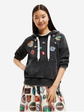 Dark gray Desigual Stamps Womens Hoodie - Women