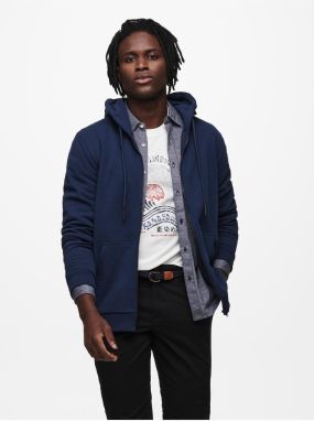 Dark blue Men's Zippered Hoodie ONLY & SONS Ceres - Men