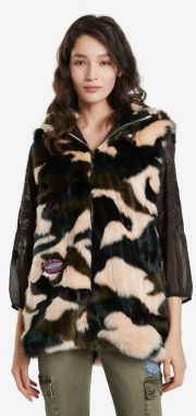 Khaki women's faux fur vest Desigual Ju - Women