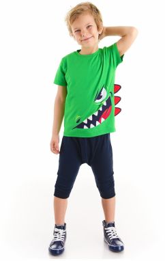 Denokids Naughty Boys Green T-shirt Capri Shorts Set