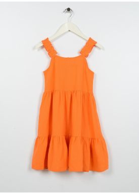 Koton Girls' Plain Orange Long Dress 3skg80075aw