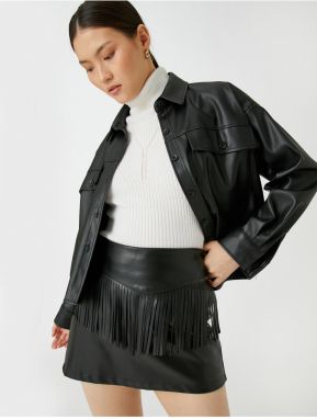 Koton Faux Leather Mini Skirt with Tassel Detail