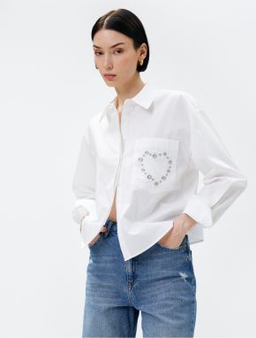 Koton Crop Shirt Staple Detailed Pocket Cotton