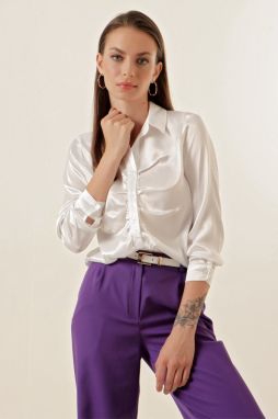 Bigdart 20112 Pleated Satin Shirt - White