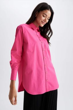 DEFACTO Poplin Relax Fit Shirt Collar Long Sleeve Tunic