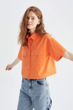 DEFACTO Short Sleeve Double Side Pockets Poplin Shirt