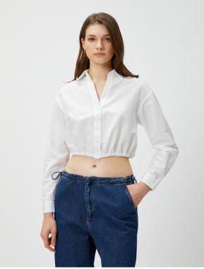 Koton Crop Shirt with Back Detail Elastic Waist