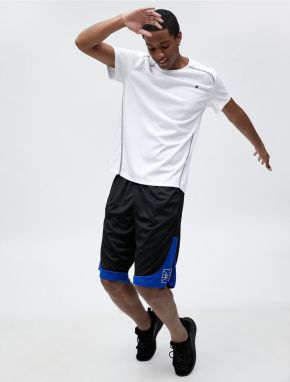 Koton Oversize Basketball Shorts Laced Waist Printed Pocket Detailed