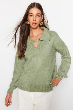 Trendyol Mint Wide Fit mäkký textúrovaný boucle úpletový sveter