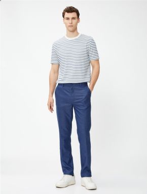 Koton Fabric Trousers, Slim Fit, Button Detailed, Pockets.