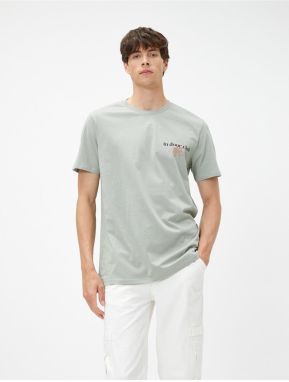 Koton Motto Printed T-Shirt Crew Neck Short Sleeved