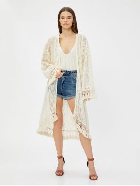 Koton Lace Cardigan with Tassels Relax Fit