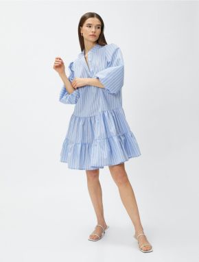 Koton Short Shirt Dress with a Big Collar Layered Balloon Sleeves