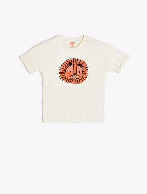 Koton T-Shirt Short Sleeved Crew Neck Cotton Lion Print