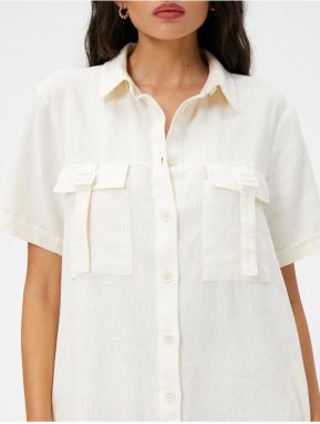 Koton Linen Blend Shirt Dress With Pocket