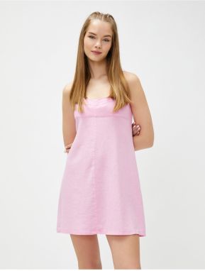 Koton Mini Dress With Thin Straps, Linen Blend