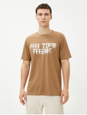 Koton Basic T-Shirt with Slogan Printed Crewneck