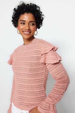 Trendyol sušený ružový textúrovaný pletený sveter